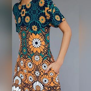 ANTHROPOLOGIE Maeve Floral Shift Mini Dress XL